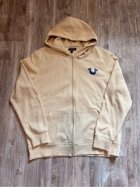 True Religion Beige Zip-Up Hoodie